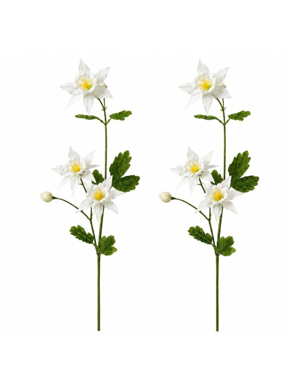 Artificial Columbine Flowers Real Touch White Aquilegia Set of 2 23 Inch Stems f